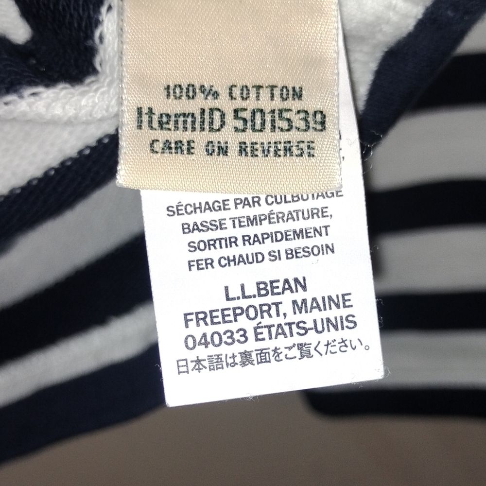 LL Bean Pullover Sweatshirt Womens XS Blue White Striped Mock Neck LS - Picture 9 of 16
